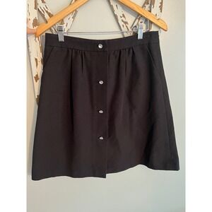 Talbots A-Line Mini Skirt Black Crystal Button Holiday Petite Size‎ 4
